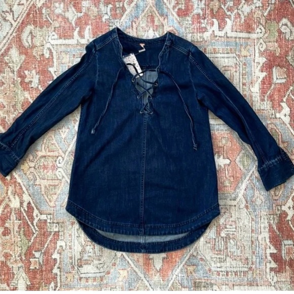Free people denim tunic mini dress - Picture 1 of 3